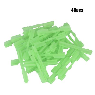 40 PCS Light Stick Clip On Holder Fit Rod Tip Night Fishing Fluorescent Glow Sticks (M)