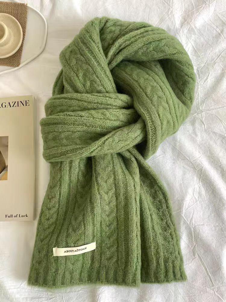 Wool Blended Knitted Scarf Women'S Winter Korean Version Soft Waxy Fashion Versatile Warm Student Couple Autumn And Winter Men