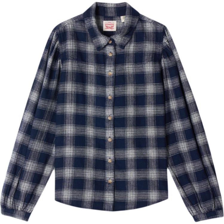 

Levis Простая клетчатая рубашка поло повседневная трикотажная с длинным рукавом Женские рубашки 003P4-0008 S