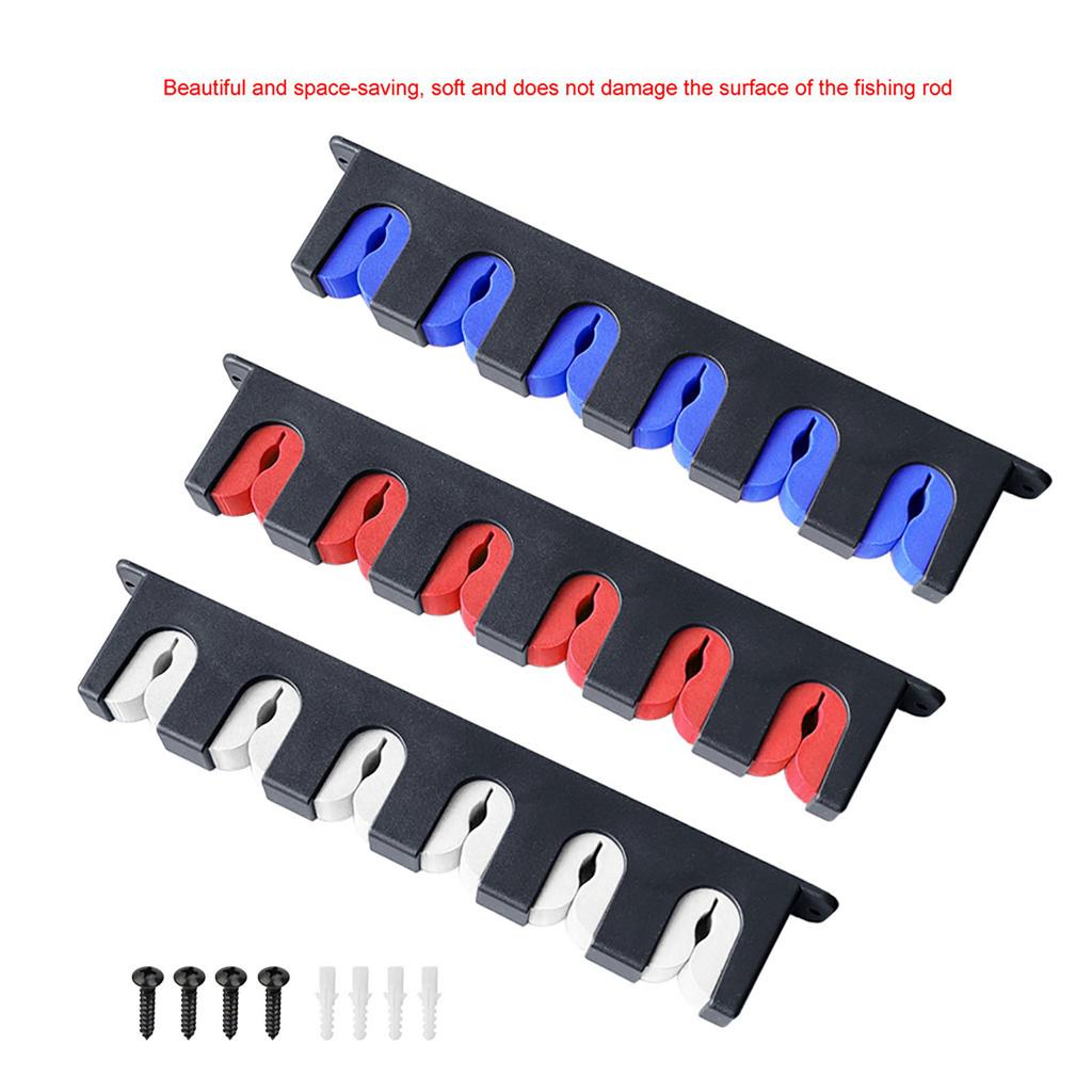 Wall Mounted Fishing Rod Holder Lightweight Simple Installation Vertical 6-rod Rack Organizer With Screws