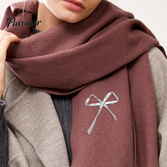 Bowknot Shape Pin Hollow Bow Alloy Brooch Pin, Golden Silver Plated Lapel Clothing Decoration Sweater Cardigan Coat Suits Accessories, Jewelry