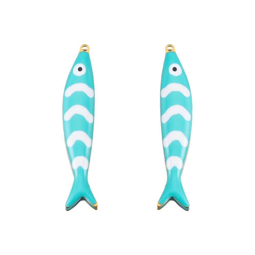2pcs Stainless Steel Marine Animals Pendant Shell Turtle Starfish Demon Fish Necklace Earring Charm for Jewelry Making Supplies