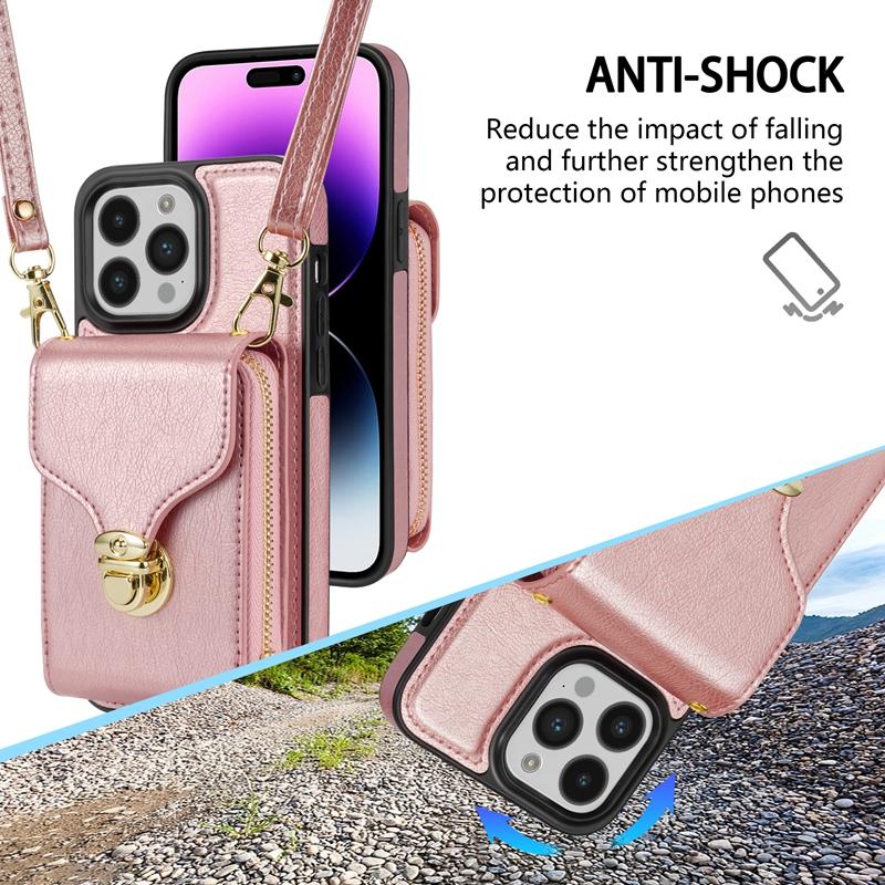 Wallet Side Veneer Zipper Closure Multi Card Slot Case For Iphone 14 Pro Max 13 12 11 Se 2022 2020 X Xr Xs Max 8 7 6 6s Plus