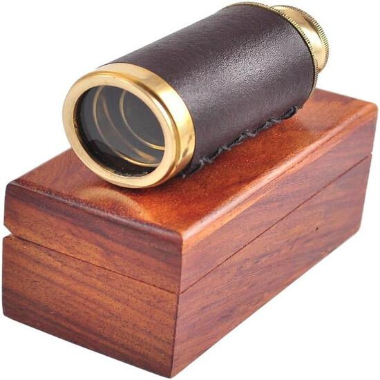 

Винтажный 6-дюймовый ручной латунный пиратский навигационный телескоп с деревянной коробкой M аэро