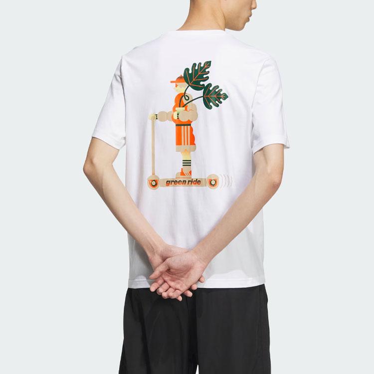 Adidas Neo Cartoon Print Back Sports Short Sleeve Tee Men Tops White IK5093