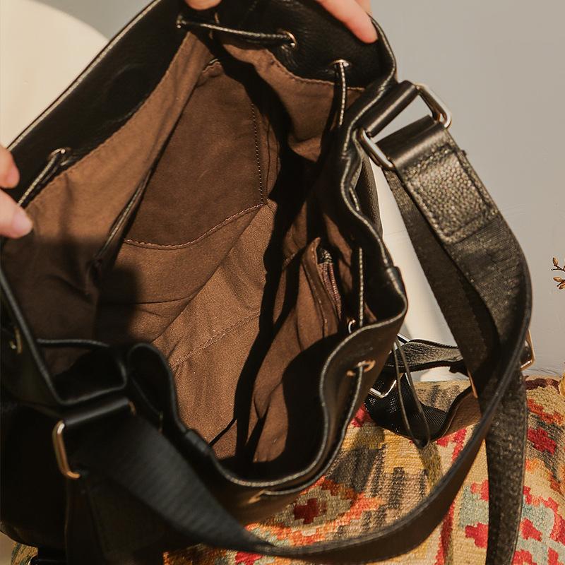 Double-shoulder Bag - Retro Academic Style Women's Backpack with Stylish Drawstring Straps for Travel Use Casually