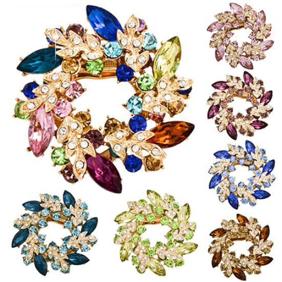 1 Pc Fashion Ladies Rhinestone Flower Bouquet Brooch Pin Scarf Bag Jewelry Charm