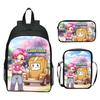 Lankybox Blocky Plüsch 3-teiliges Set Rucksack Cartoon Anime Schultasche für Kinder