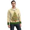 Men's Christmas Cotton Pullover Long Sleeve Outdoor Shirt Vintage Corduroy Button Stand Collar Shirt Casual Sweatshirt Christmas Print Top