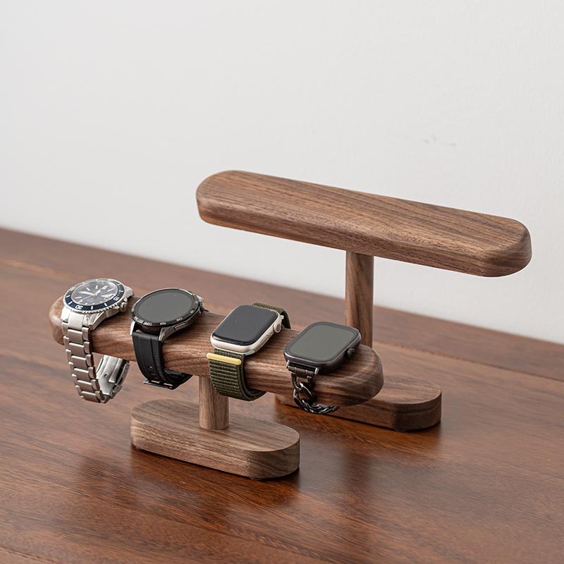 High-End Black Walnut Wood Watch and Bracelet Display Stand