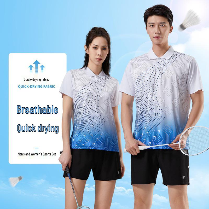 

Унисекс Быстросохнущий Дышащий Летний Спортивный Комплект - Футболка с Коротким Рукавом и Шорты для Тенниса/Бадминтона, Возможен Вариант с Индивидуальным Логотипом 4XL