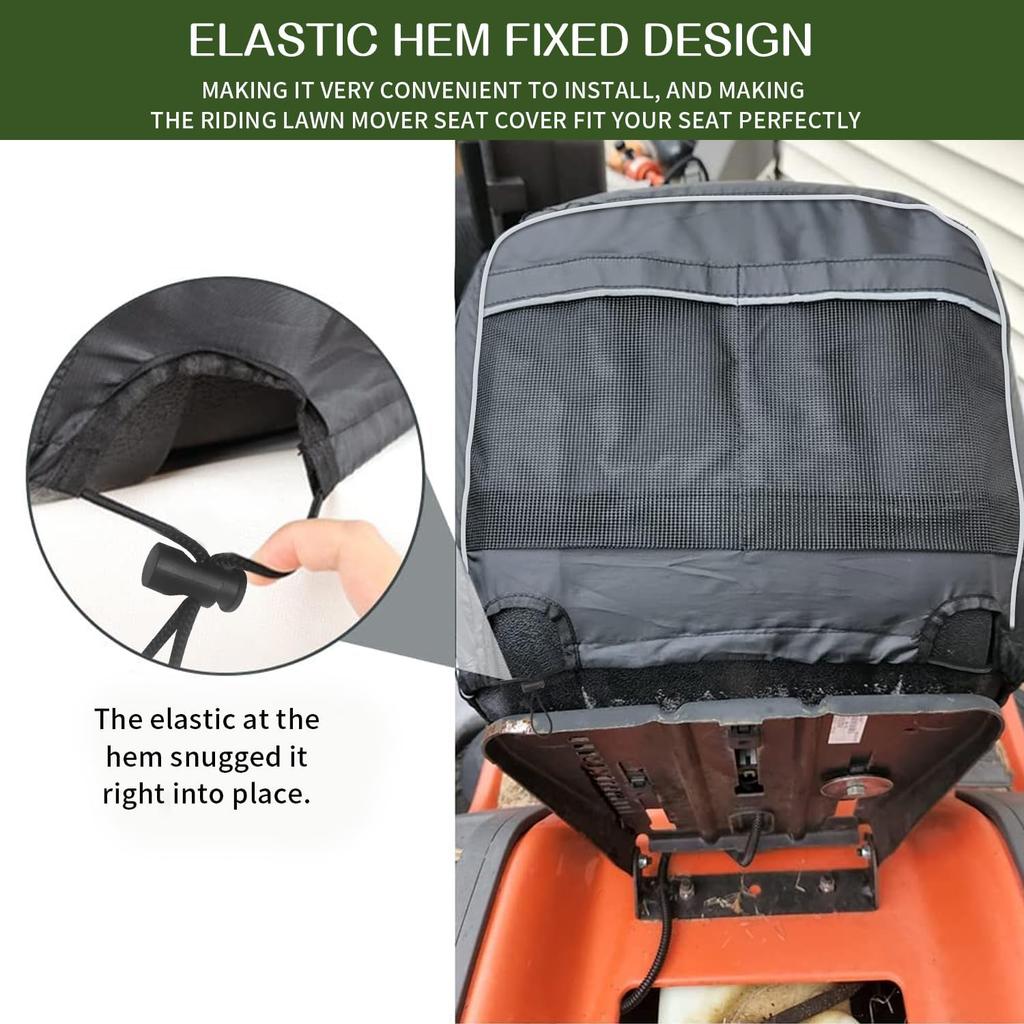 Universal Lawn Mower Seat Cover Waterproof Tractor Seat Cushion Pad with Storage Pocket for John Deere Kubota Mowers Tractors
