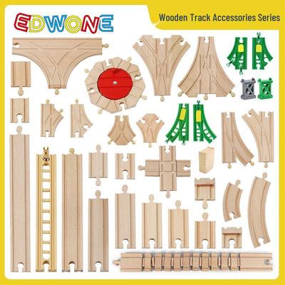 EDWONE Set di Binari per Trenino in Legno di Faggio per Bambini