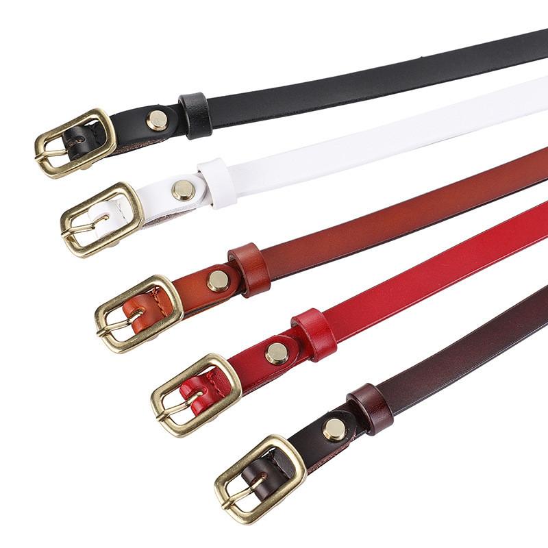 Genuine Leather Womens Belt Fashionable Twotone Cowhide Slim Waist Accessory With Alloy Buckle For Office