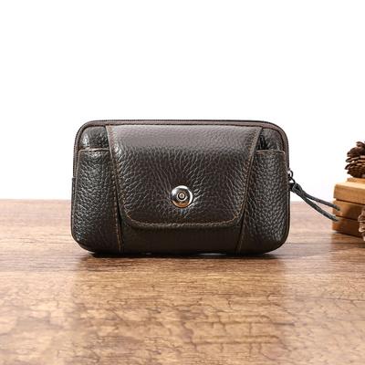 Sacoche Homme Haut de Gamme en Cuir de Vachette de Première Couche Suspendu à la Taille Multifonctionnel Sac à Monnaie Téléphone Sac de Ceinture Sac à Monnaie Sacoche de Taille Portable Tendance