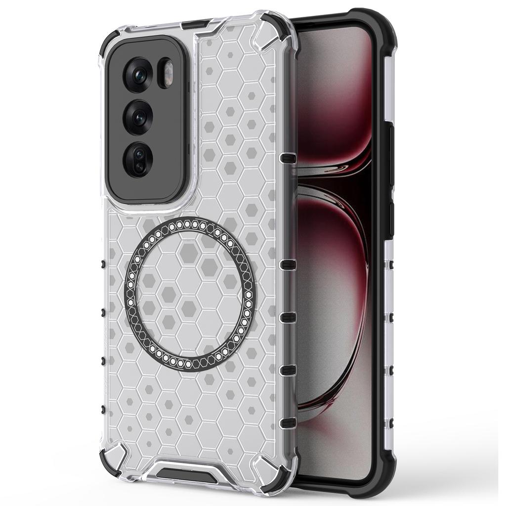 For Oppo Reno12 Pro 5G (Global) Magnetic Case Honeycomb Texture Double Layer TPU+PC Phone Cover