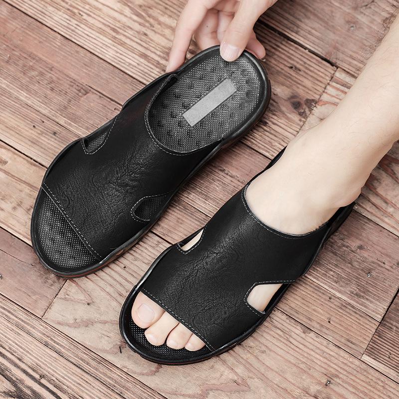 Sandals Men's 2025 New Summer New Men's Slippers Two-layer Cowhide Polyurethane Outsole Men's Shoes