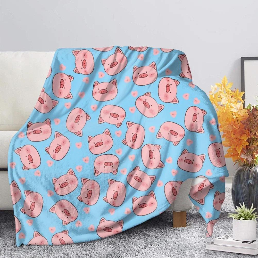 Cute Pig Pink Fleece Blanket Soft Warm Bedroom Throw Blanket On Bed Sofa Bedding Travel Sherpa Blankets for Adult Kids Quilt