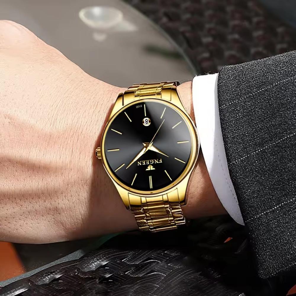 Men's Watch Brand Light Luxury Stainless Steel Calendar Waterproof Men's Business Leisure Fashion Quartz Watch