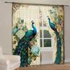 Set Of 2 Jit Floral Peacock Print Curtain Design Drapes Window Decor Home Curtains Made Polyester
