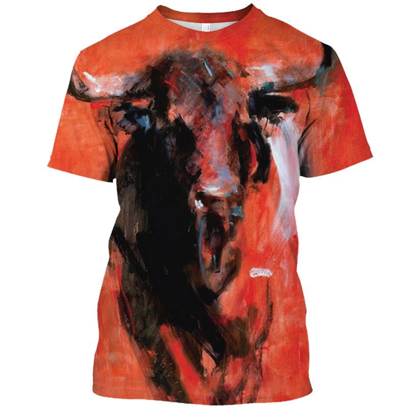 Summer Bullfight 3D Print T-Shirts Streetwear Men Fashion Casual Oversized O-Neck Short Sleeved T Shirt Tees Tops Clothing