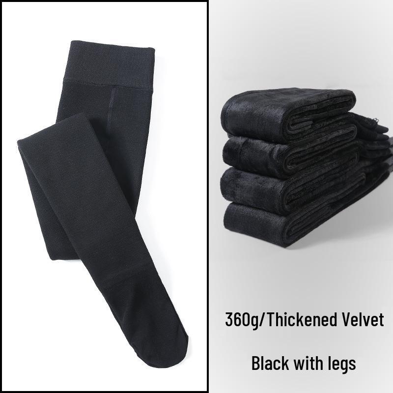 Women's Plus Velvet Thick Base Layer Pants: Leg-Slimming, Non-Slip, Warm Pantyhose for Spring & Fall, with Foot Coverage.