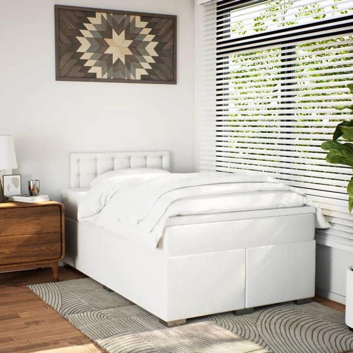 Maison Exclusive - Sommier à lattes de lit avec matelas Blanc 120x200cm Similicuir