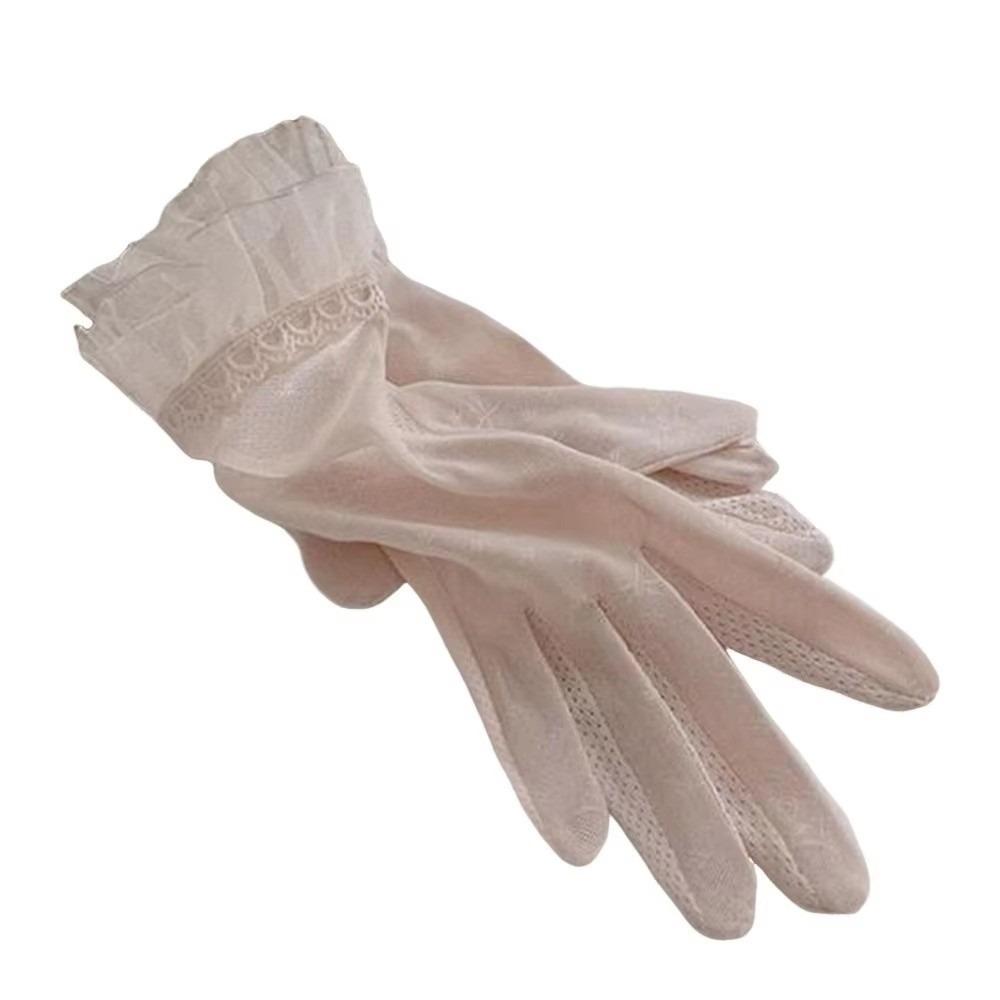 

Sunscreen Ice Silk Gloves Mesh Driving Mittens Breathable Lace Gloves Summer