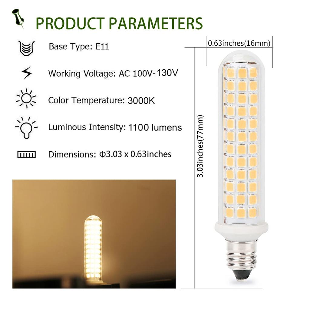 XRZT LED Bulb, E11 Base, Warm White (9W), 1080Lm, Equivalent To 100W Halogen Bulb, Suitable for General Home Lighting (Living Room, Office, Kitchen),