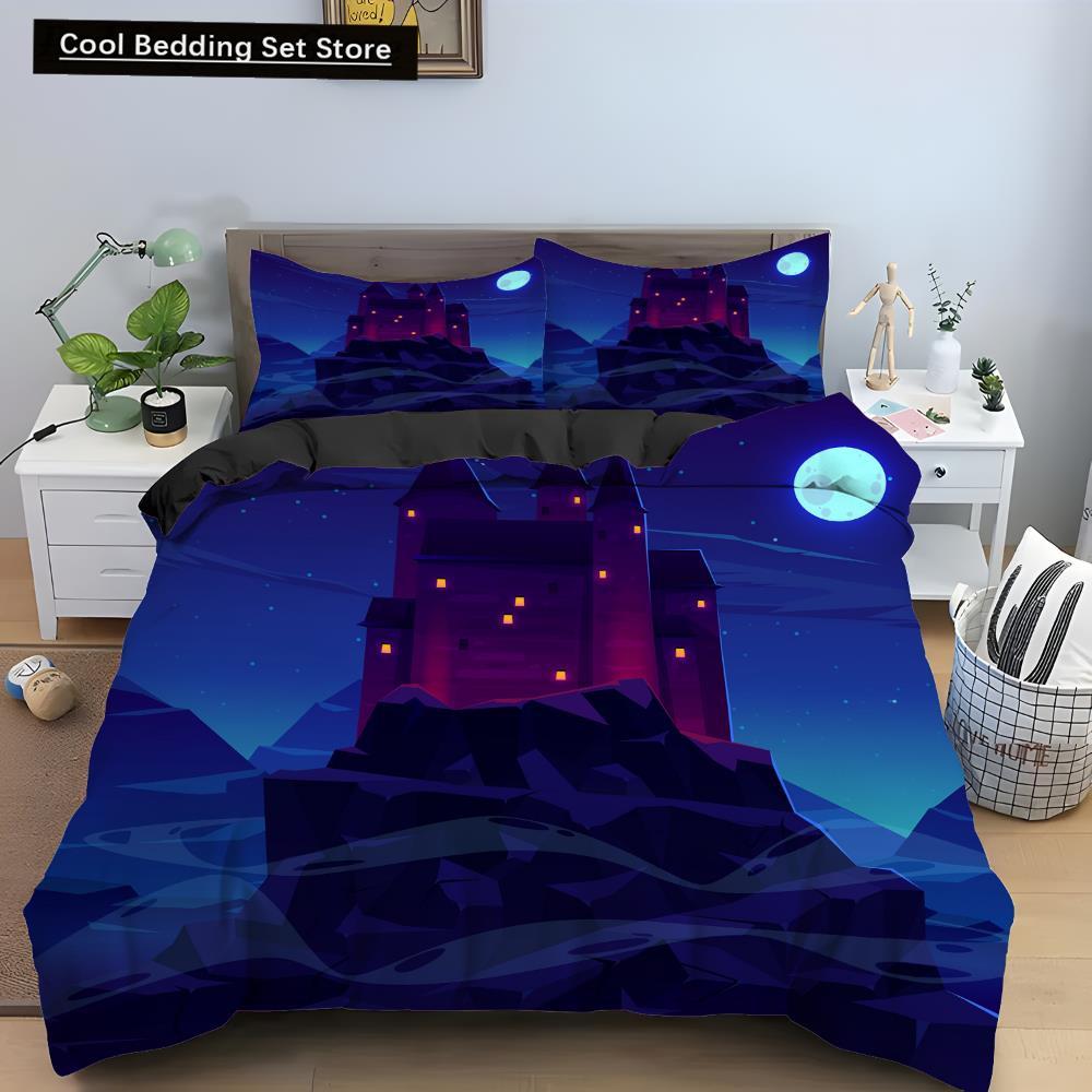 Halloween Horror Pumpkin King Queen Duvet Cover Night Witch Bedding Set Bat Moon Quilt Cover 2/3pcs Polyester Comforter Cover