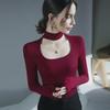 Hollow-Out Collarbone Halter Neck Fashion Tops for Autumn and Winter