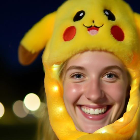 Funny Plush Rabbit Hat Cute Ear Moving Jumping Hat LED Light Up Winter Animal Cap for Women Girls Christmas Party Cosplay