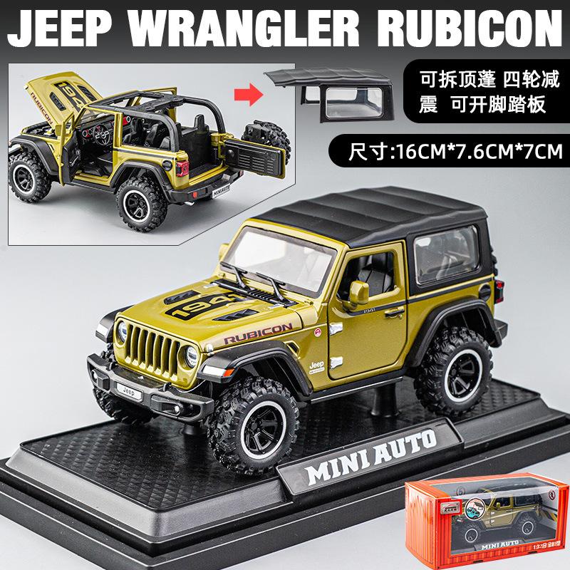 

1:32 Wrangler Wheel Off-Road Vehicle Model Sound and Light Pull Back Toy Model Ornament Diecast Alloy Car Model Collectible