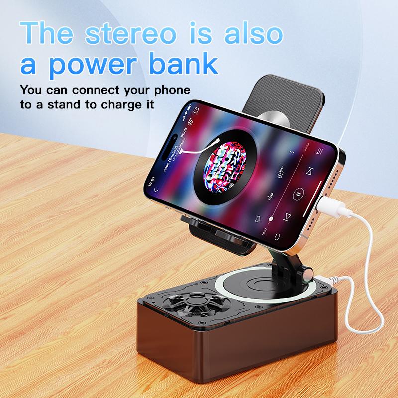 3 In 1 Bluetooth Desktop Mobile Phone Holder Mount Multi-Function Folding Rotatable Bracket Call Speaker Audio Power Bank
