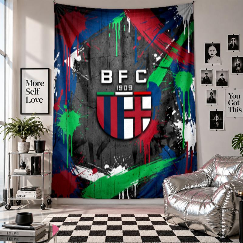 Arazzo da Parete Bologna FC Decorazione per la Casa Tessuto da Appendere a Parete per Camera da Letto Soggiorno Sfondo