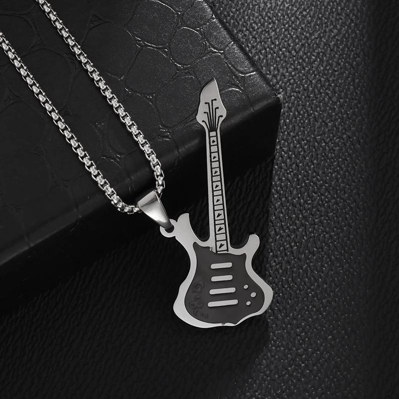 Punk Rock Musik Gitarre Halskette Männer Frauen Gothic Anhänger Halskette Mode Personalisiertes Geschenk Hip Hop Biker Schmuck für Freund