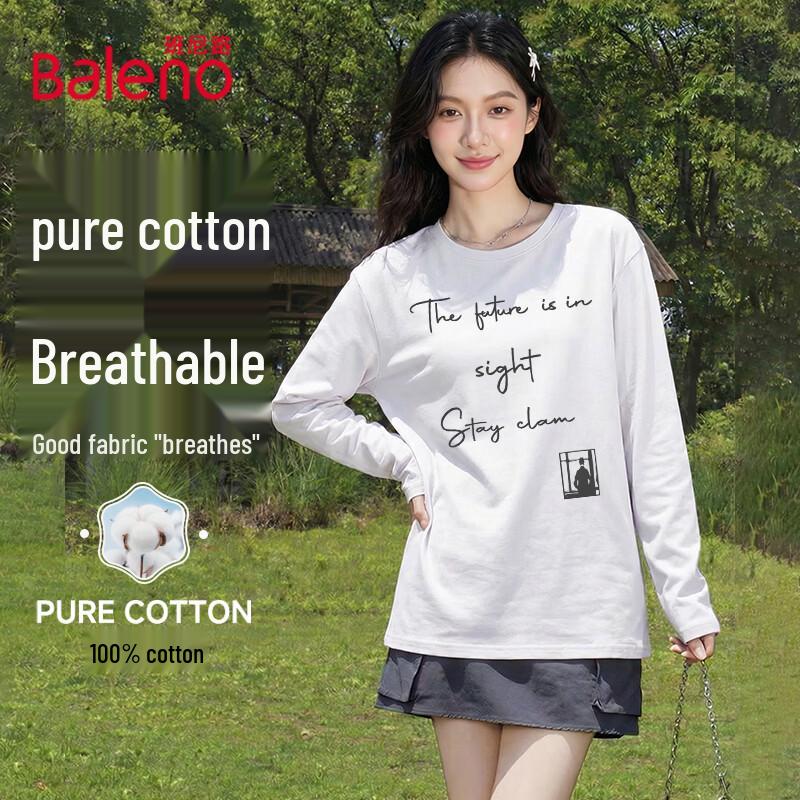 

Baleno Women s 200g Pure Cotton Letter Print Long Sleeve T-Shirt S