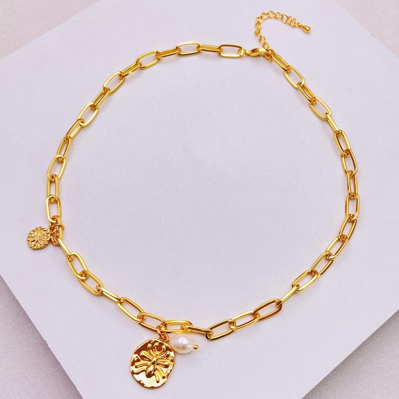 

Ожерелье из пресноводного жемчуга в стиле барокко для женщин, винтажное круглое, брендовое, нишевое, дизайн, цепочка на ключицу, чокер