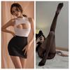 2Pcs/Set Women Nightdress with Pantyhose Hollow Chest Sleeveless Skinny Sheath Secretary Cosplay Uniform Club Dancing Mini