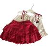 Korean-Style Summer 2025 Girls' Academy Sling Top & Red Skirt Pants Set
