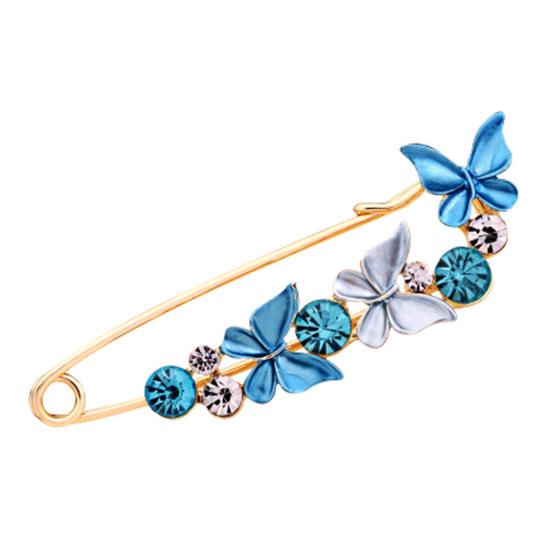 Brooch Pin 3D Flower Decor Scarf Pin with Rhinestone Inlay Thick Stable Lock Anti-exposure Suits Coats Sweaters Pin