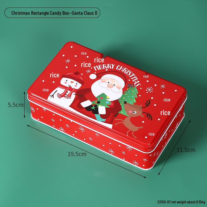 Christmas Rectangular Tin Skylight Box for Candies and Cookies - Children's Decorative Empty Gift Storage Box