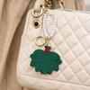 Pearl Chain Leaves Leather Key Chain Anti-lost Bag Pendant Mini Pomelo Leaves Keyring  Backpack