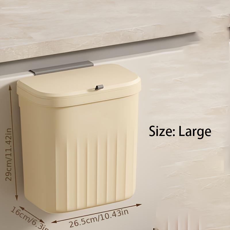 1pc Large Capacity Wall-Mounted Trash Can - Easy-Install, Space-Saving Design for Kitchen & Bathroom -Plastic, Open-Top Waste Bin with Back Hook
