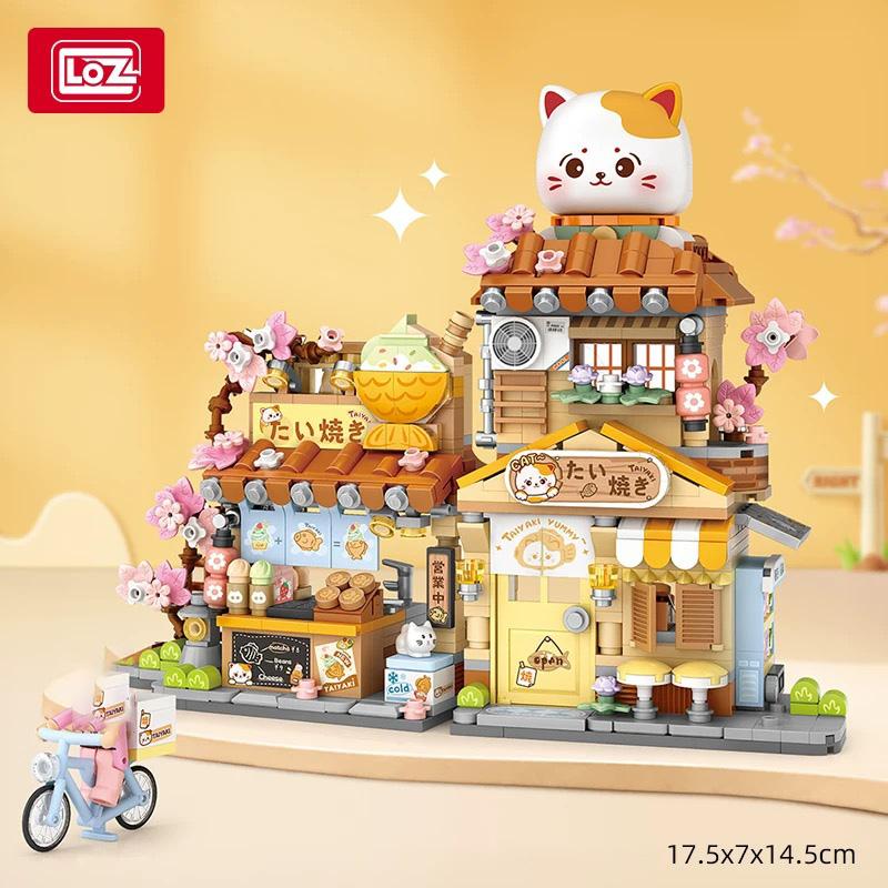 LOZ-4801 Folding Street View Bear Takoyaki Wooden House Flower Workshop Building House Model Children's Building Blocks Toy