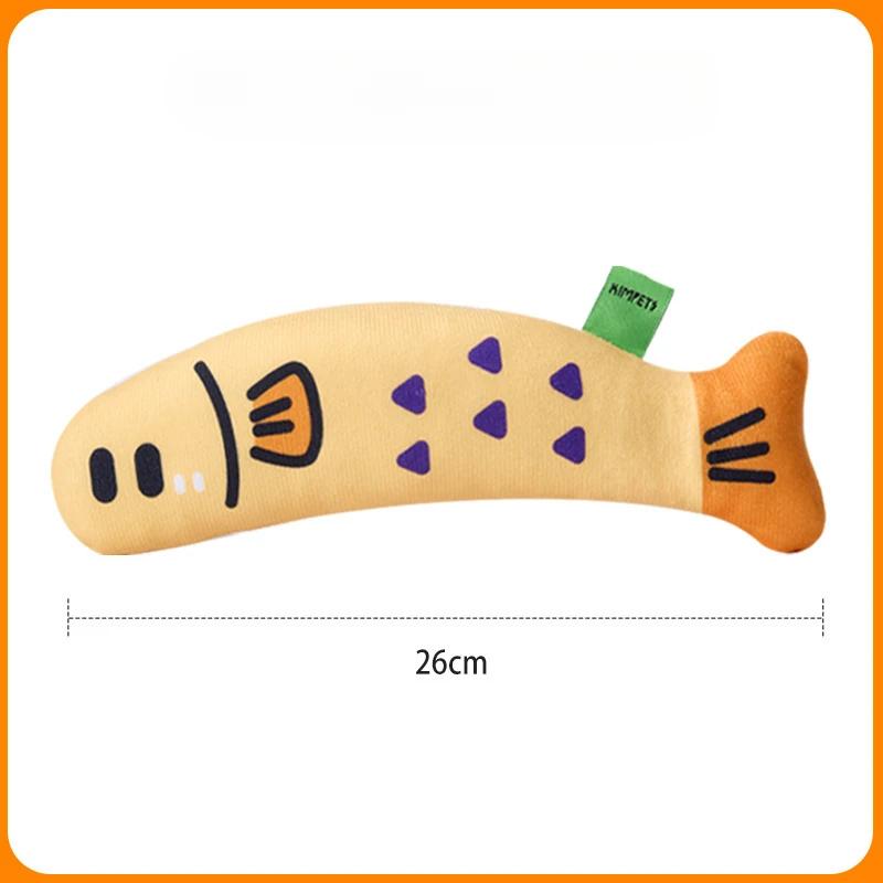 Catnip Toys for Cats Fish Shape Linen Kitten Teasing Toy 26cm/10.24 Inch Interactive Cat Kicking Toys Soft Catnip Crinkle Toys