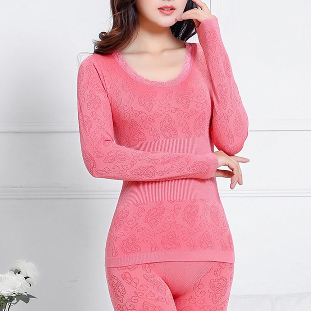 2ks Dámsky Zimný top Dlhé nohavice s termoprádlom Shaper Sleepwear Set