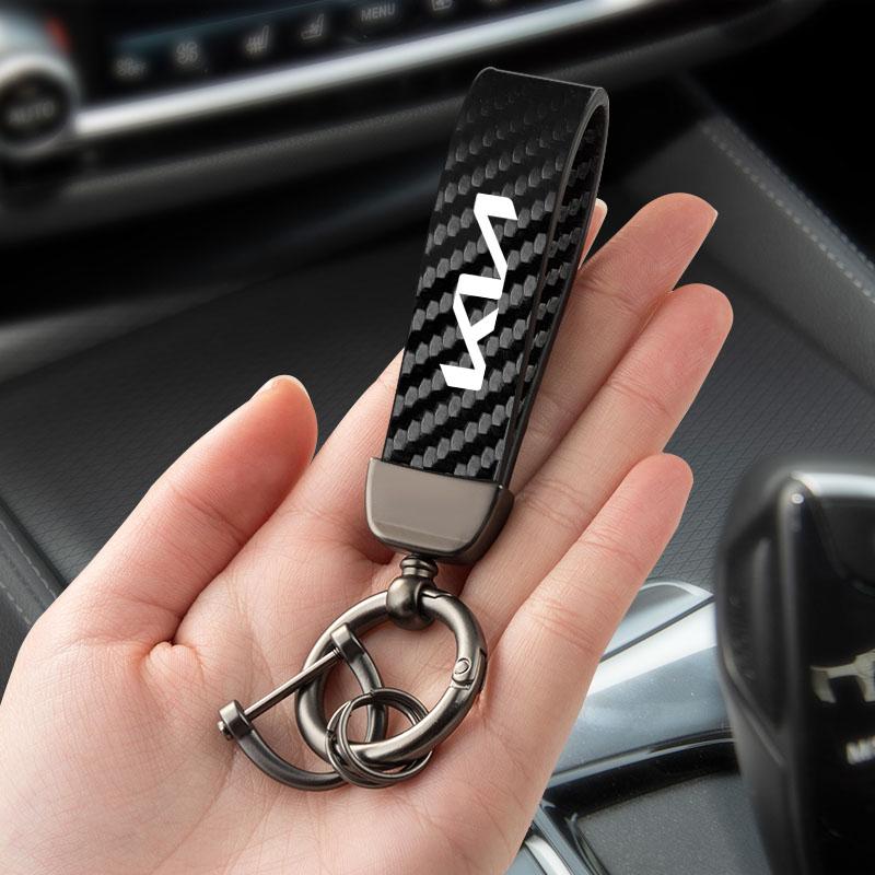 RRPM6 Car Logo Carbon Fiber Pattern Car Keychain for Kia Sportage Ceed Picanto Rio ProCeed Niro 5 3 4 K7 K5 K8 K3 Ray K9 Accessories