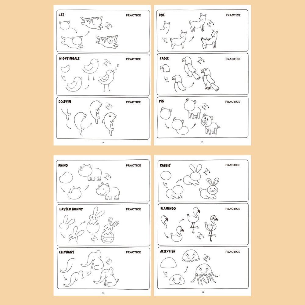 Step-by-Step Guide Animals Drawing Book Figure Templates Painting Book  Kids Activities