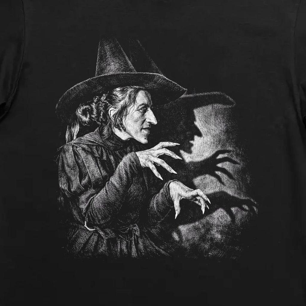 Vintage Witch Shadow T-Shirt Gothic Sorceress Horror Retro Magic Halloween Gift